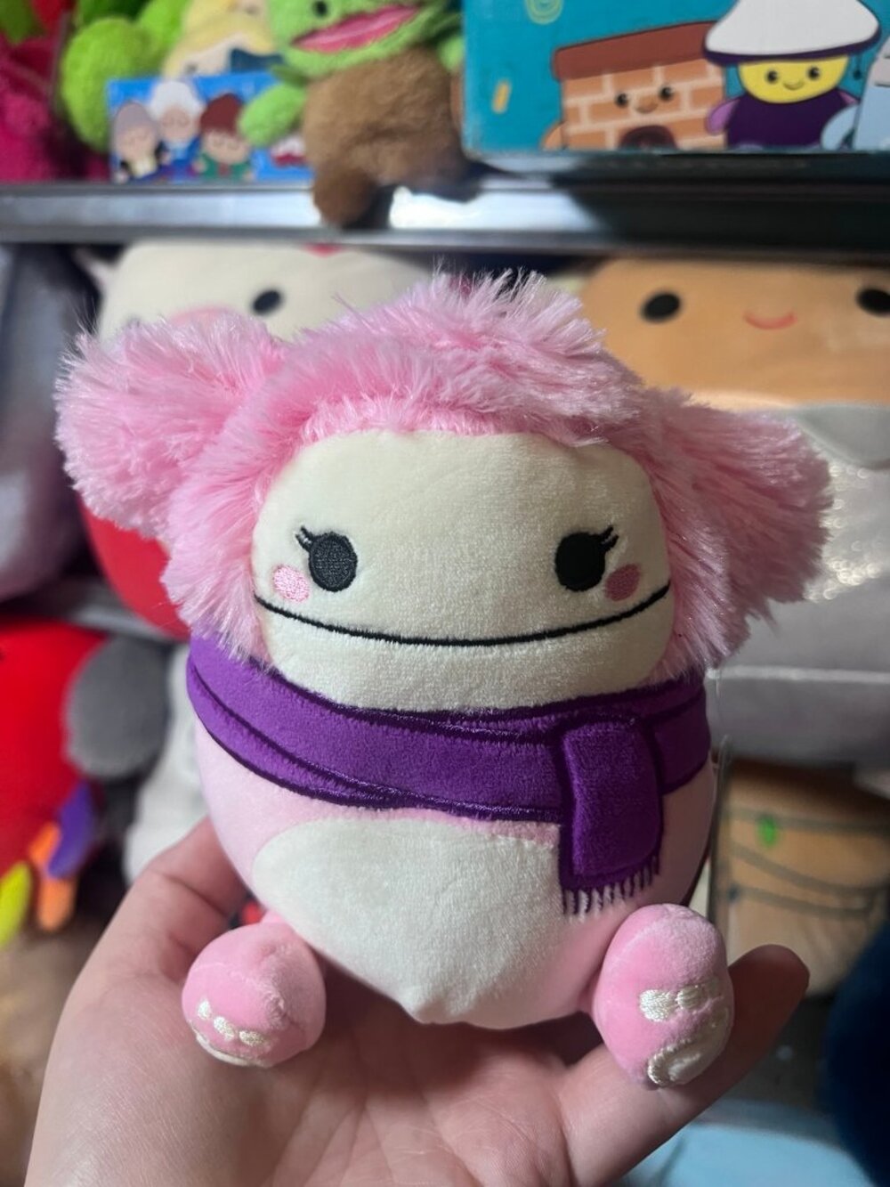 Squishmallows Brina Bigfoot with Purple Scarf 5” NWT